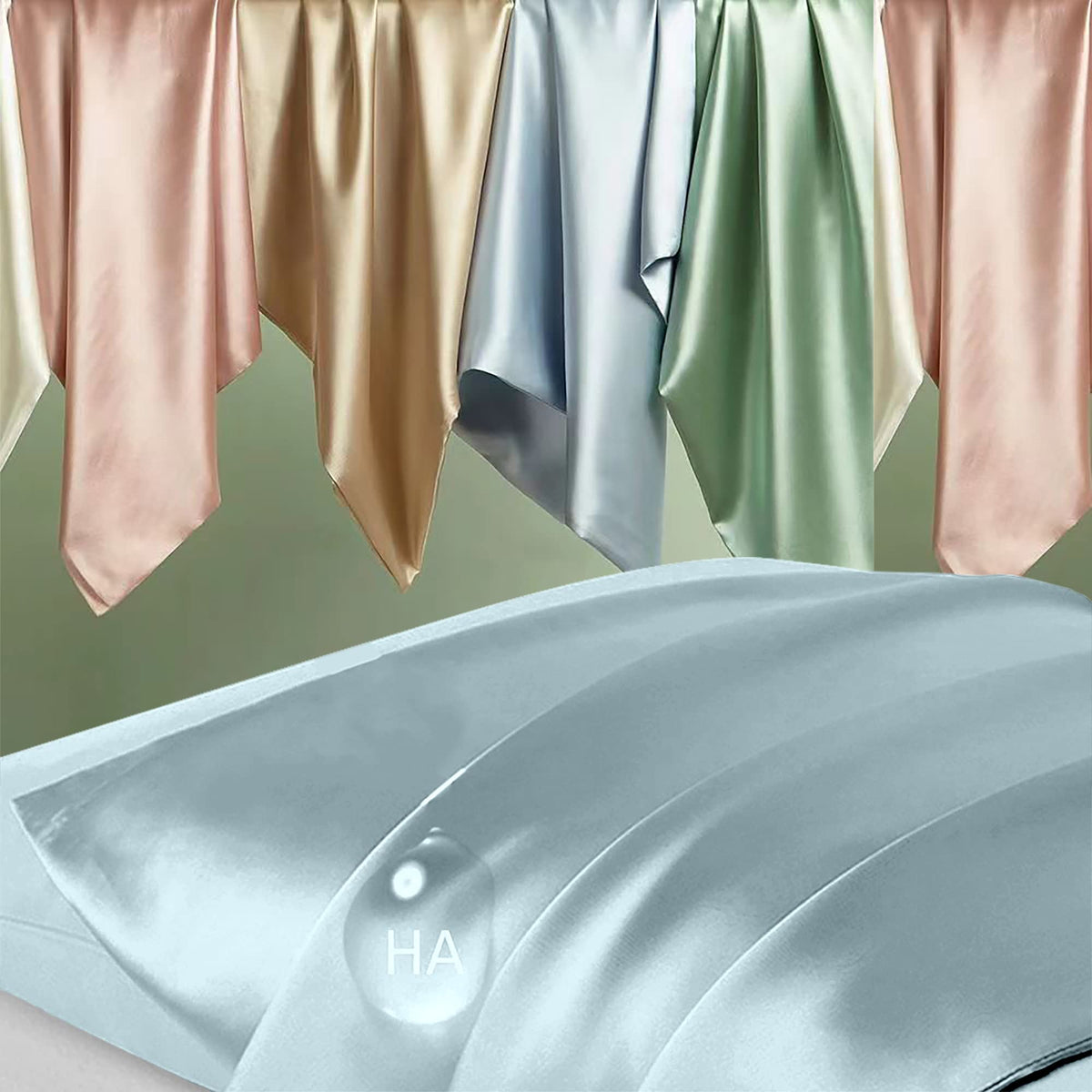 DKBslik silk pillowcase Aqua Blue pack of 2 for king-size pillows