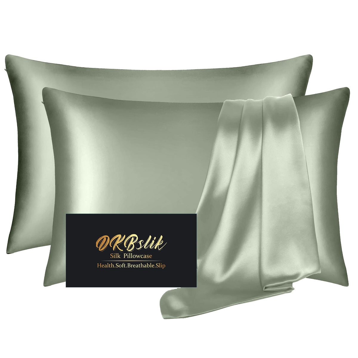 DKBslik silk pillowcase king 2-pack on bed for smooth skin and hair.