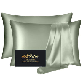 DKBslik silk pillowcase king 2-pack on bed for smooth skin and hair.