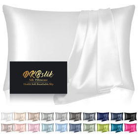 DKBslik king-size white silk pillowcase for smooth skin and frizz-free hair