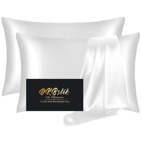 DKBslik silk pillowcase queen size two-pack closeup reveals smooth weave for hair and skin.