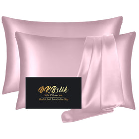 DKBslik silk pillowcase close-up showing smooth mulberry silk texture for skin comfort.