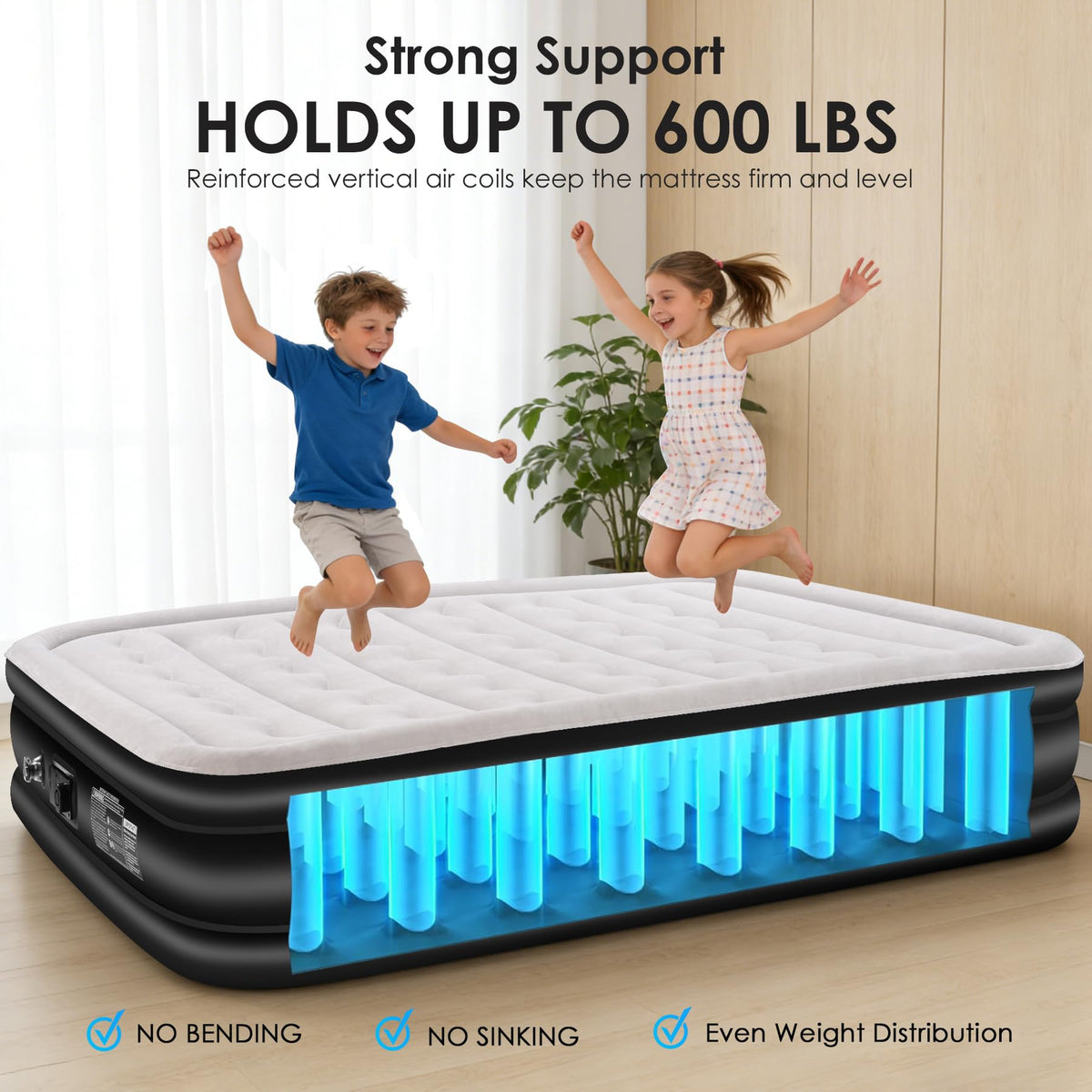 dkesdk air mattress six support pillars enhance stability and comfort