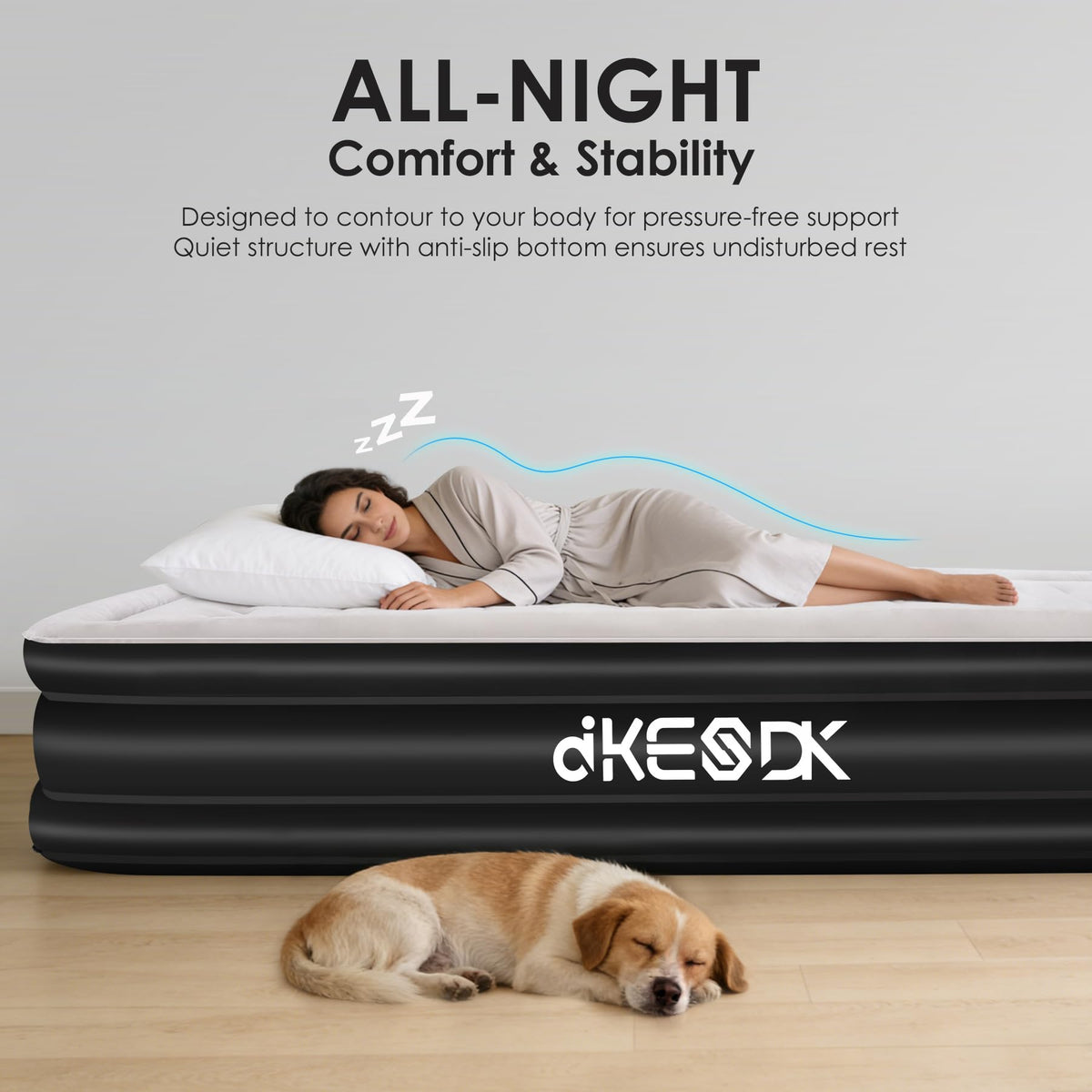 dkesdk inflatable mattress with flocked surface for soft, cozy sleep