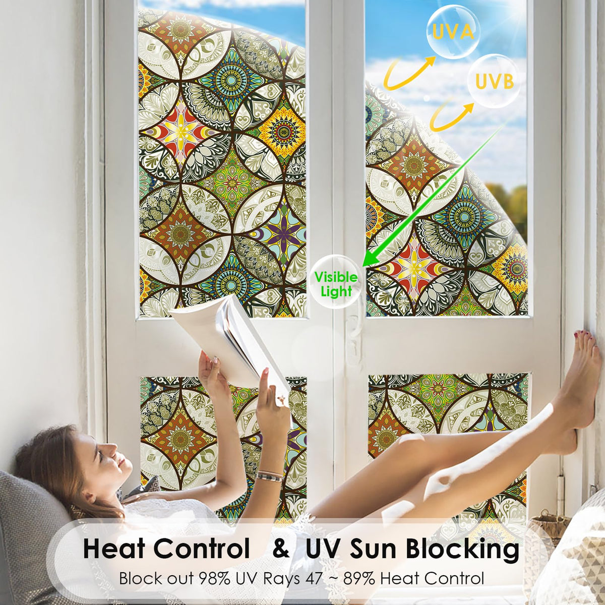 DKTIE static cling window film closeup shows easy, residue-free removal.