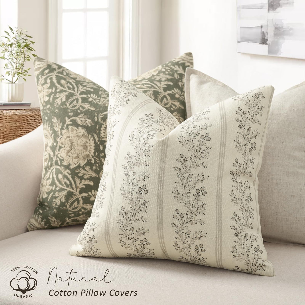 DKwizme farmhouse decor pillow cover in linen cotton texture for rustic charm