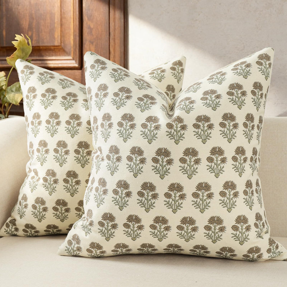 DKwizme farmhouse floral pillow cover 20x20 on sofa adds cottage charm.