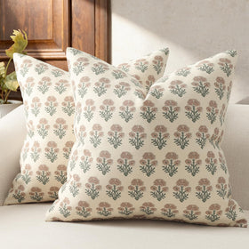 DKwizme Farmhouse Floral Pillow Cover 20x20 close-up stitching for durable, cozy decor.