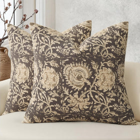DKwizme Vintage Floral Pillow Cover closeup fabric texture enhances cozy room feel.