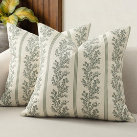 DKwizme vintage pillow cover 18x18 striped floral design for sofa and bed