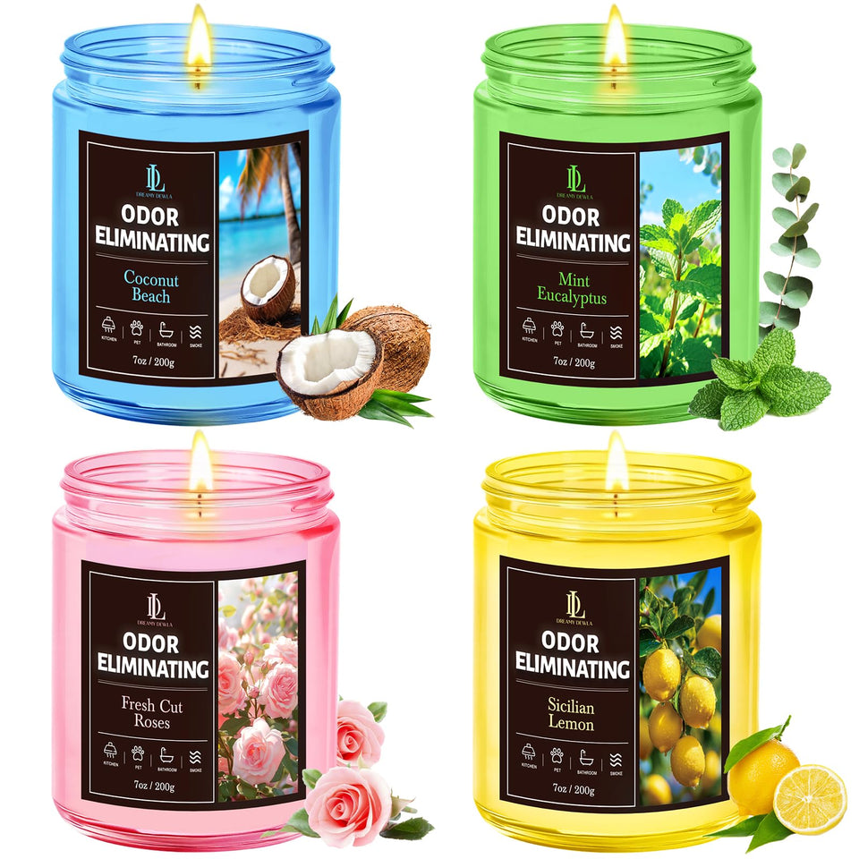 DL DREAMY DEWLA odor eliminating candles pack to refresh home and reduce odors