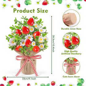Dlerom burlap bag vases with strawberry and daisy accents for tabletop displays
