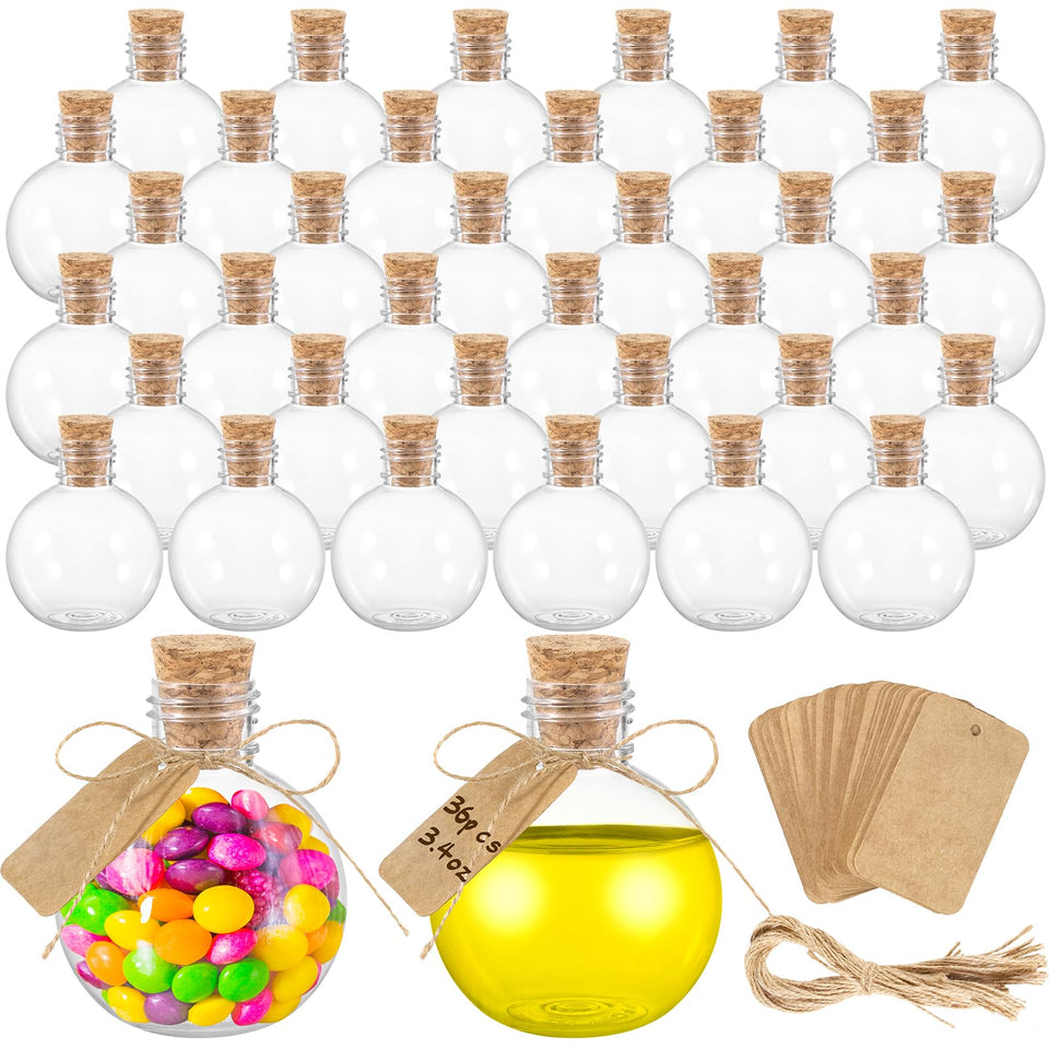 Dlerom round mini bottle with cork for decorative crafts.