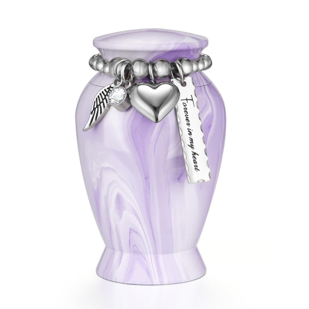 Dletay small urn ashes light purple closeup shows a durable aluminum keepsake for memory