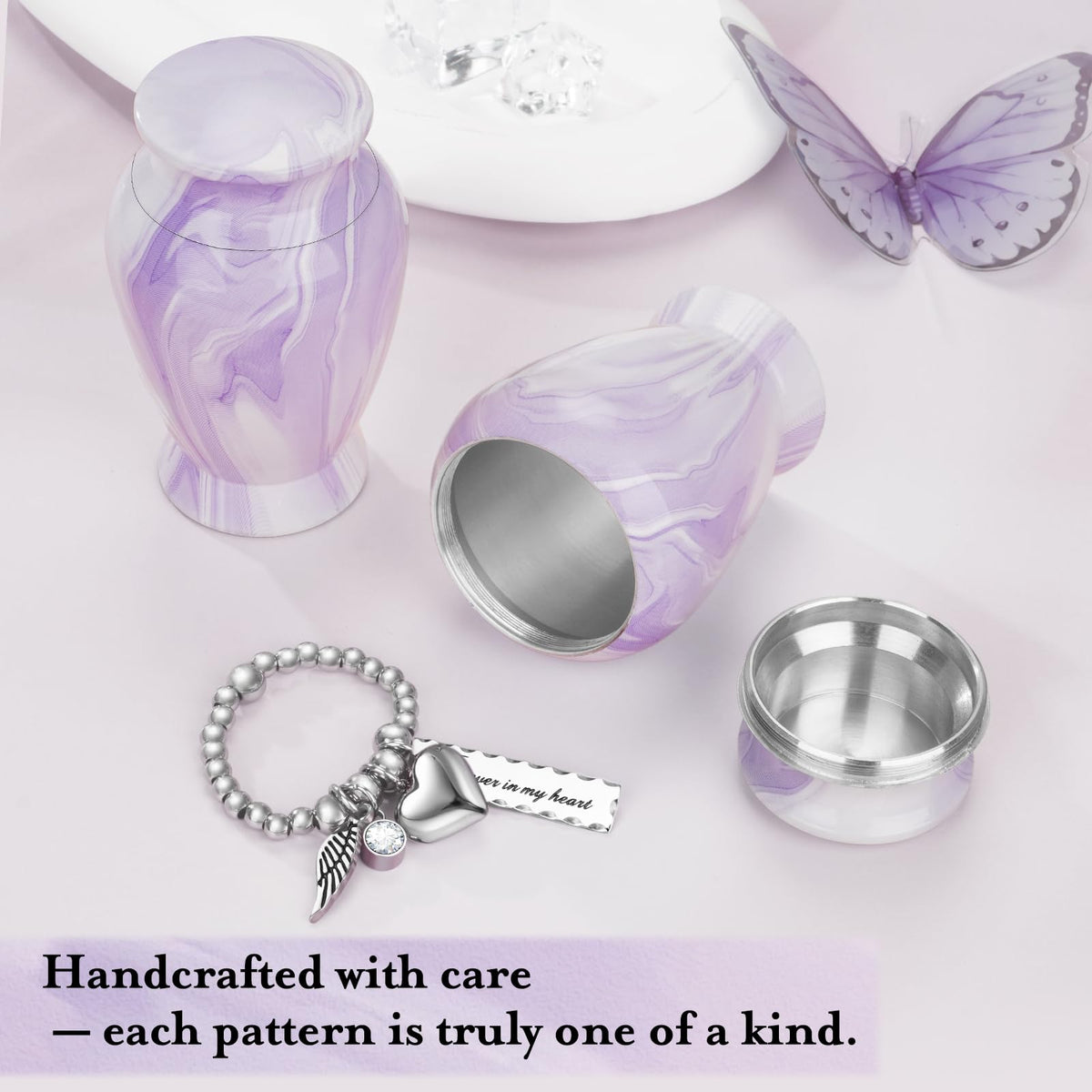 Dletay small urn cap and sleeve detail emphasizes secure, respectful remembrance
