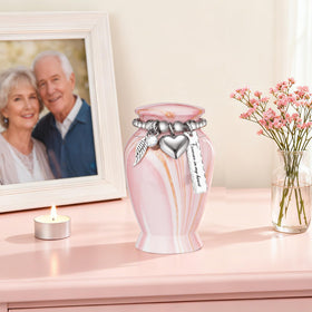 Dletay pink gold vein urn in decorative gift box for gifting.