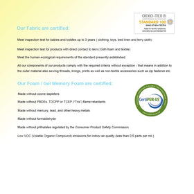DLIGHT BD certifications label close-up indicating safety and quality standards