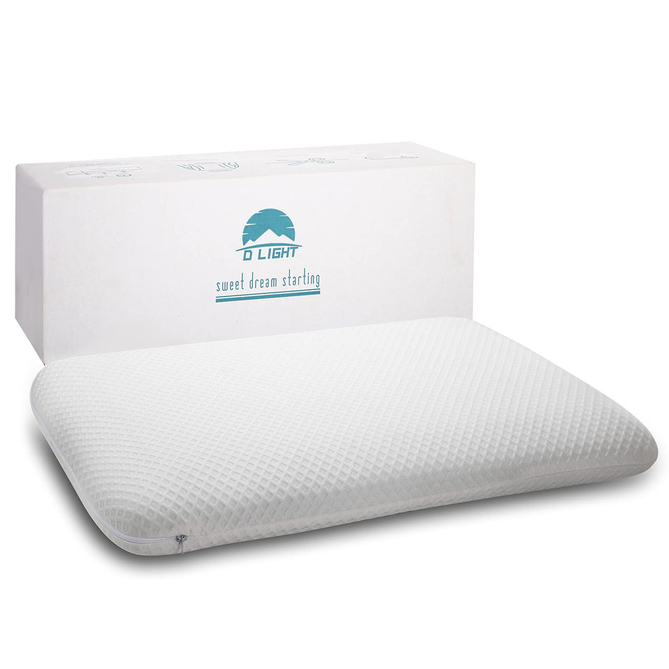 DLIGHT BD Slim pillow top view shows ultra-slim profile for stomach sleepers.