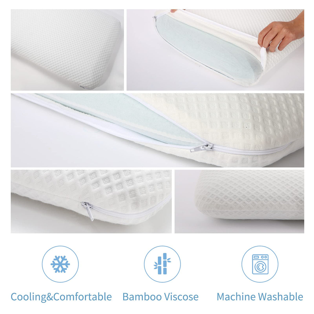 DLIGHT BD Slim pillow in night-use scenario for belly and back sleepers.