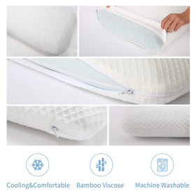 DLIGHT BD Slim pillow in night-use scenario for belly and back sleepers.