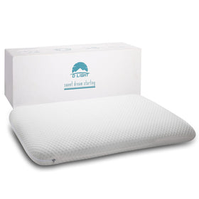 DLIGHT BD Ultra Slim Pillow front view shows low-profile design for stomach sleepers