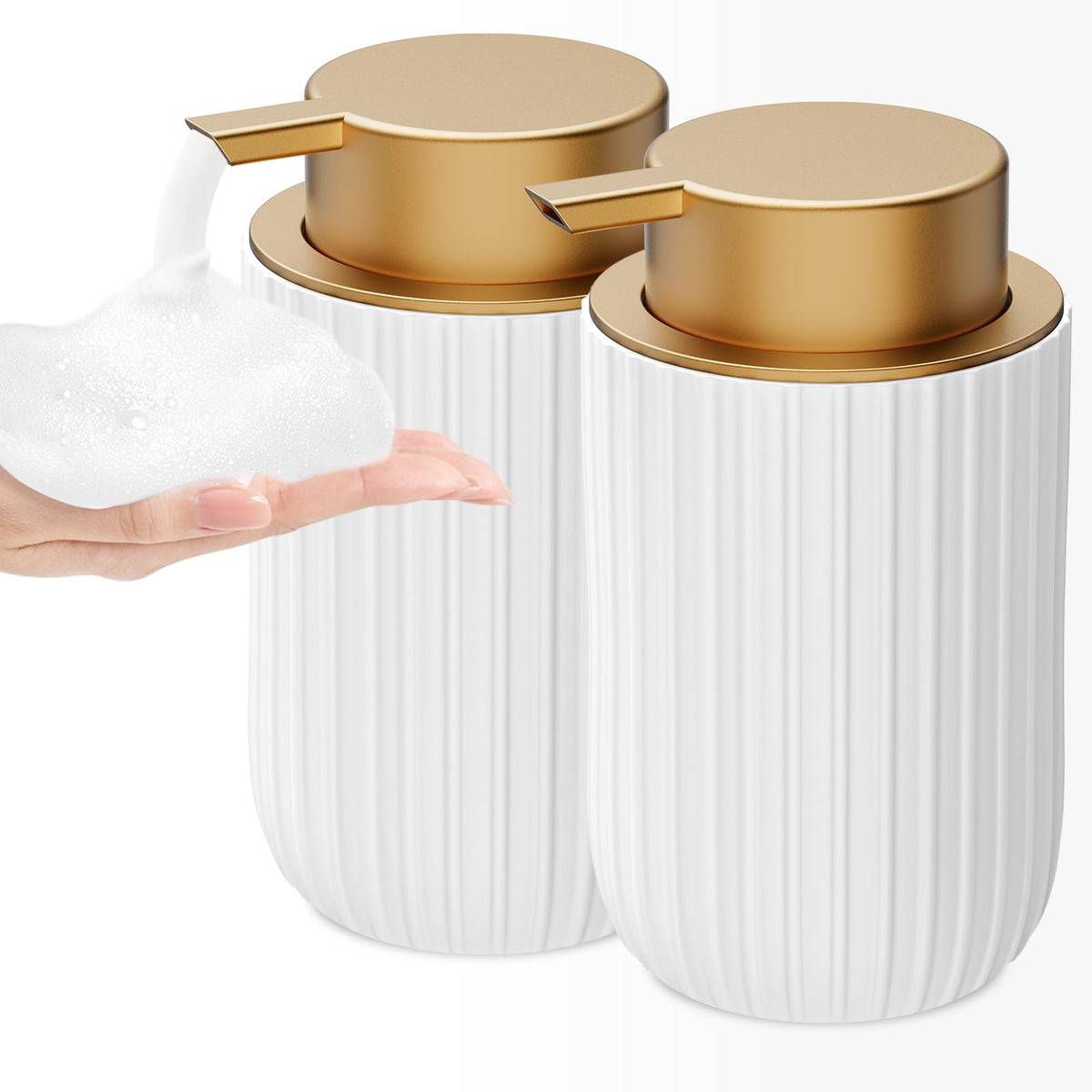 Dlirho ceramic foam dispenser in white, sleek for bathroom or kitchen use.