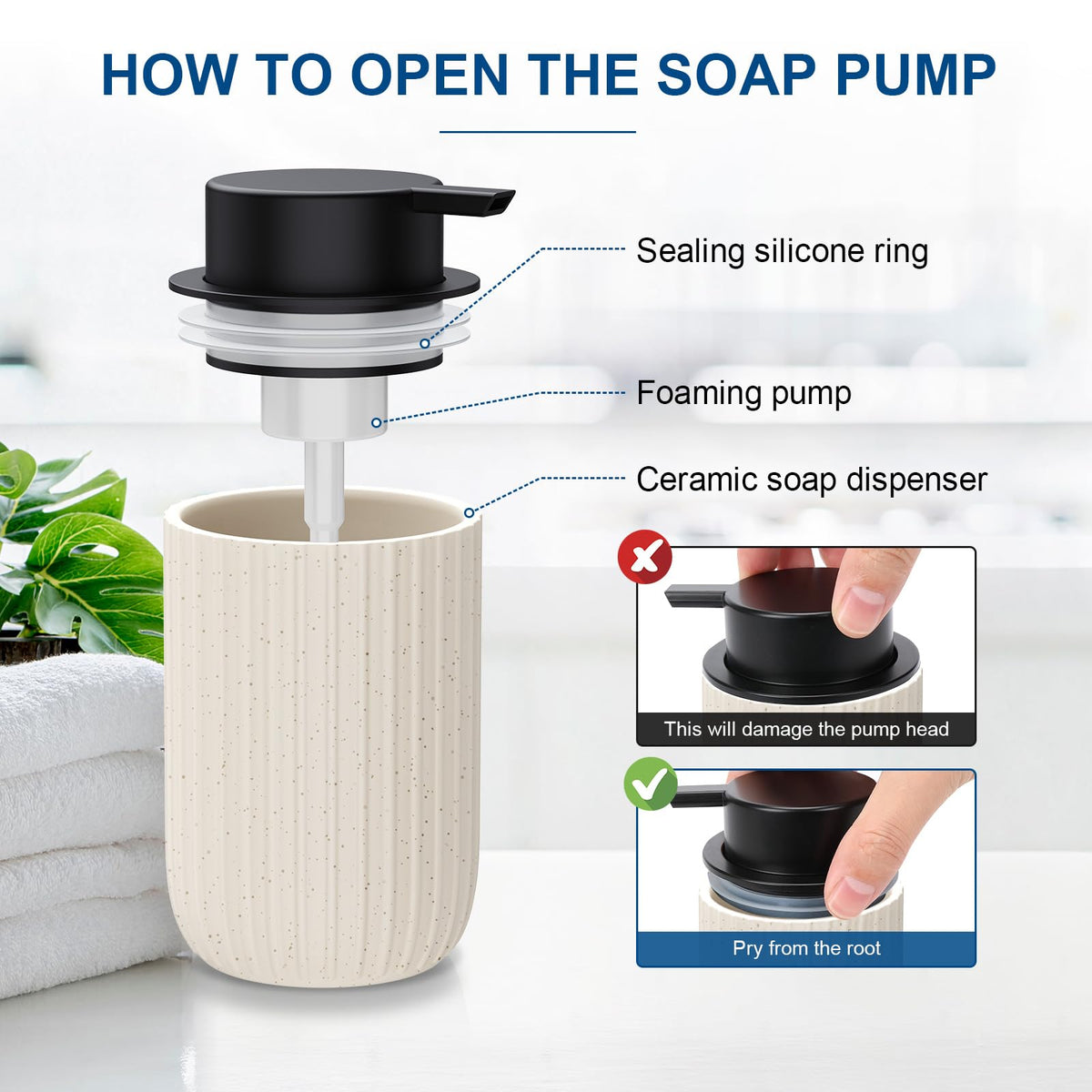 Durable Dlirho ceramic dispenser with foam pump for rich foam.