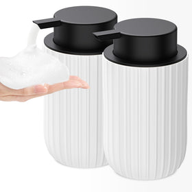 Dlirho ceramic foam soap dispenser front view, stylish white for bath or kitchen use