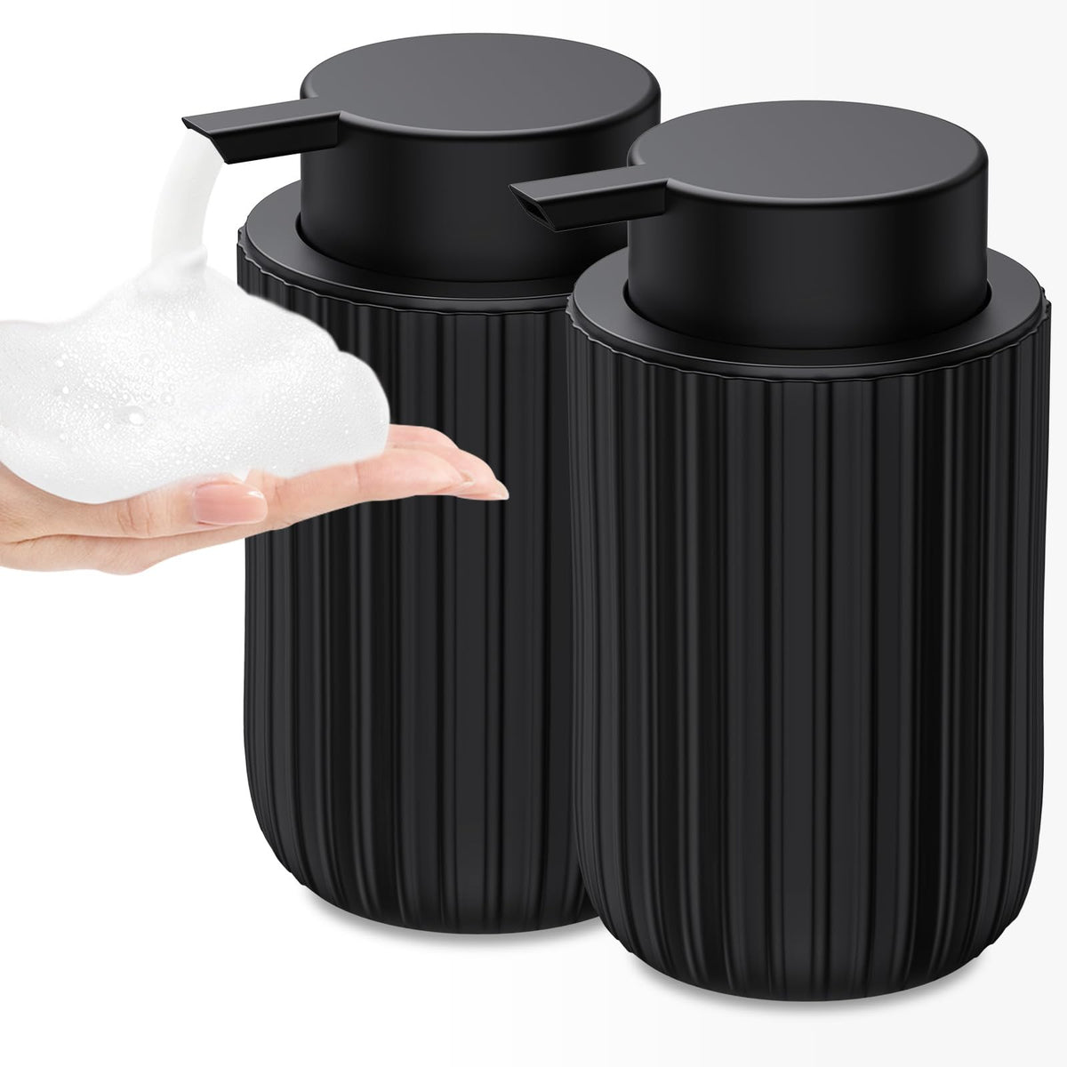 Dlirho ceramic foam soap dispenser in black 2 pack for bathroom or kitchen