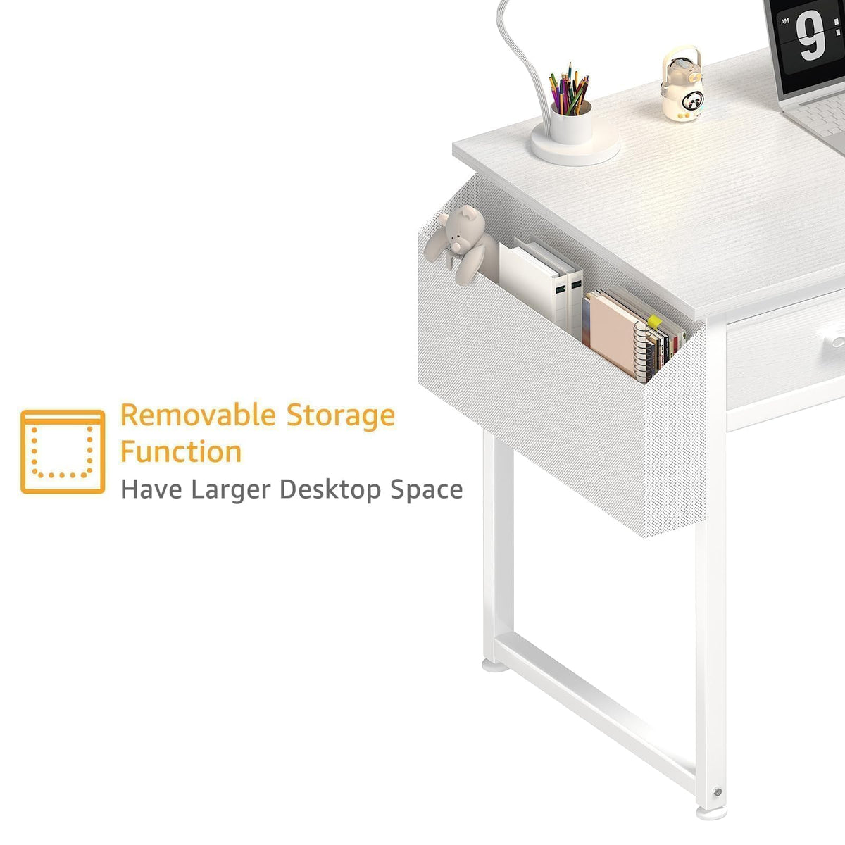 DLisiting desk with floor-protecting undersides to prevent scratches and noise