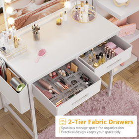 DLisiting vanity setup using the desk without a mirror for makeup and study
