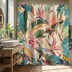 DLTAY shower curtain with hooks for quick hanging