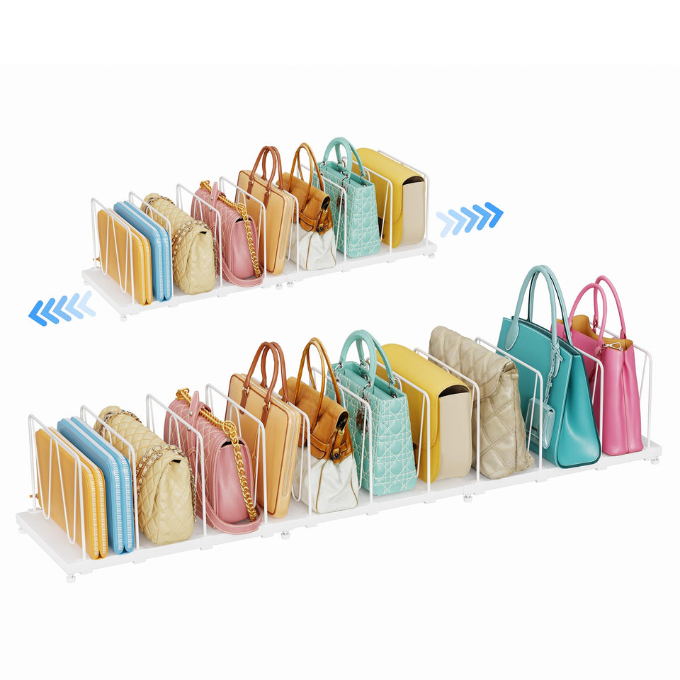 Dmevkic purse organizer in closet showing full setup for easy bag access