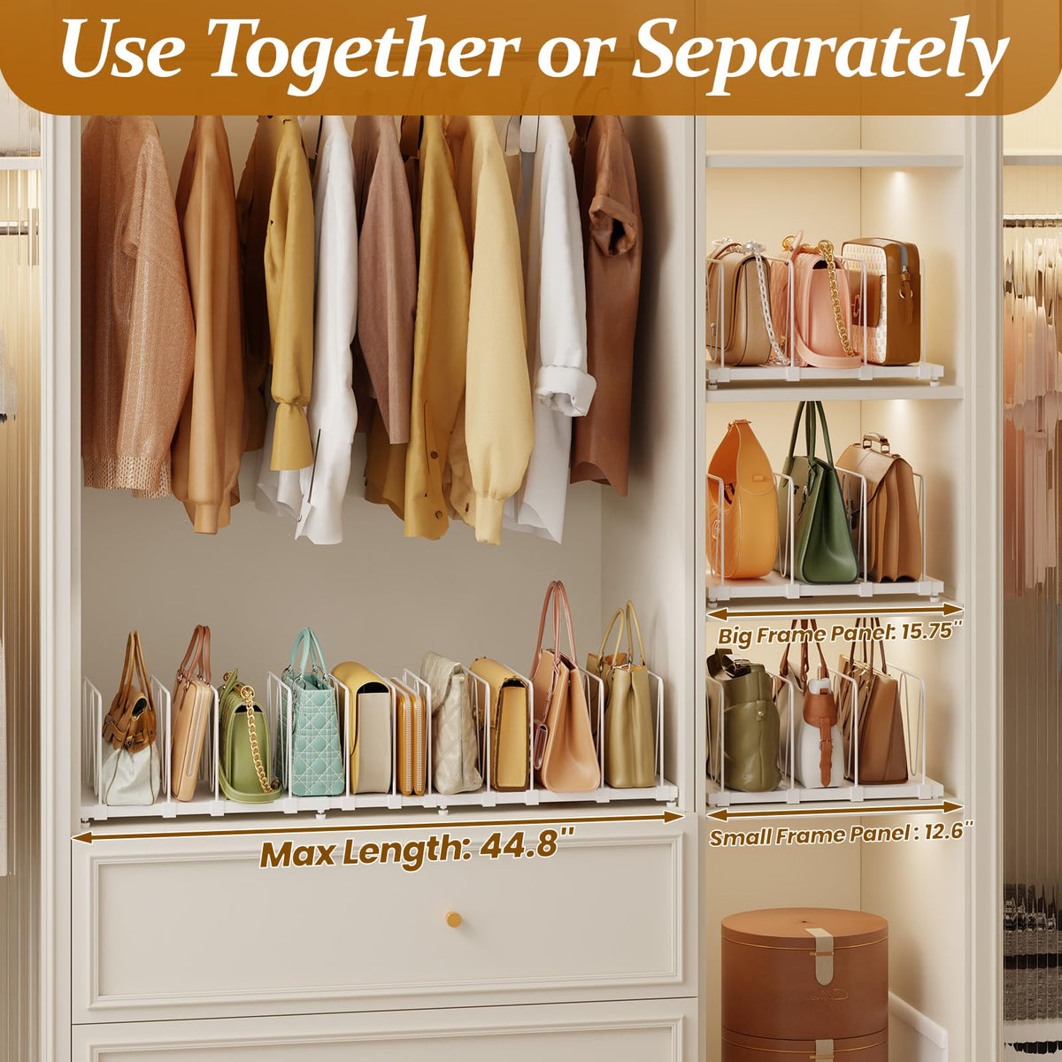 Dmevkic purse organizer used in closet to maximize visibility
