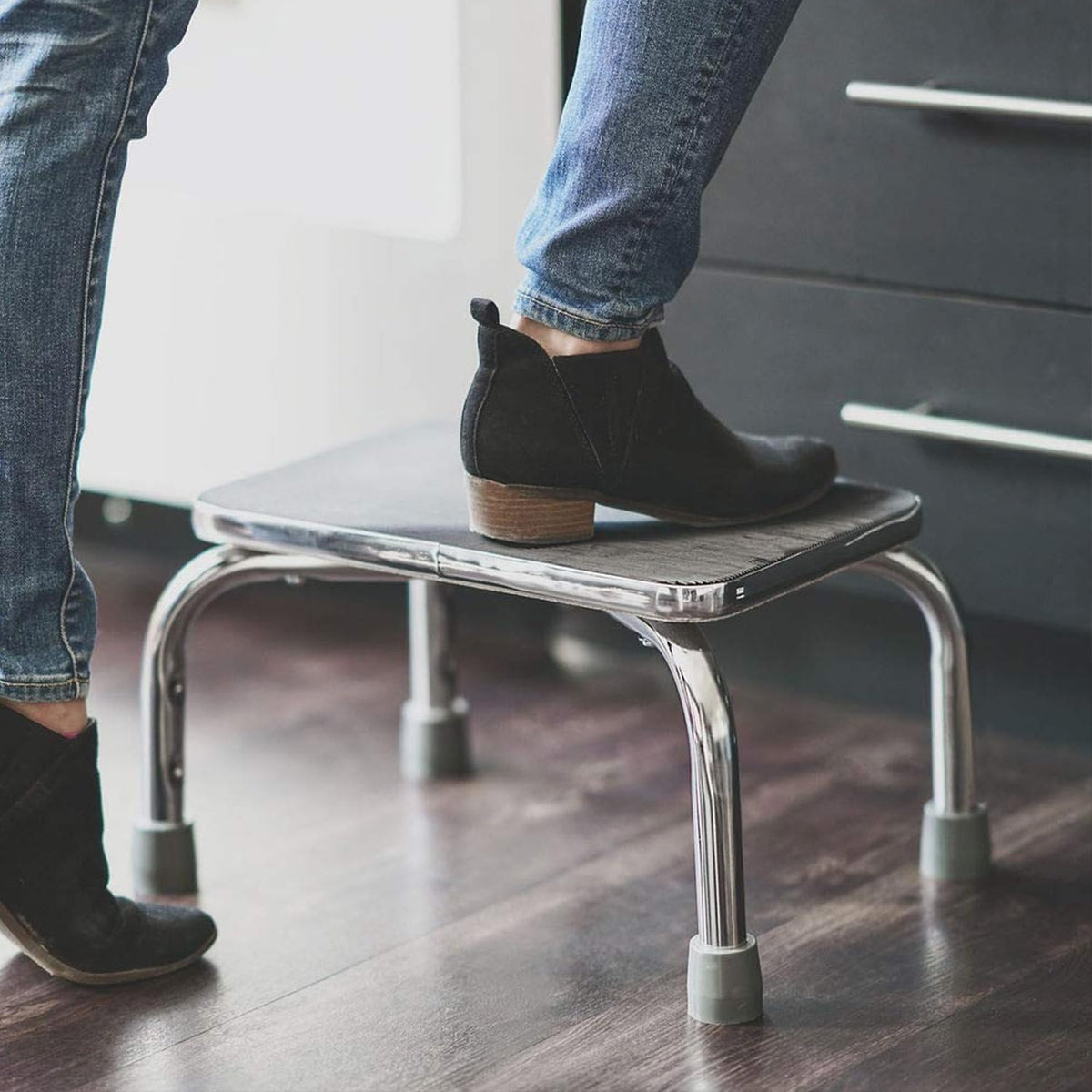 DMI step stool stands 34 inches tall for extended reach.