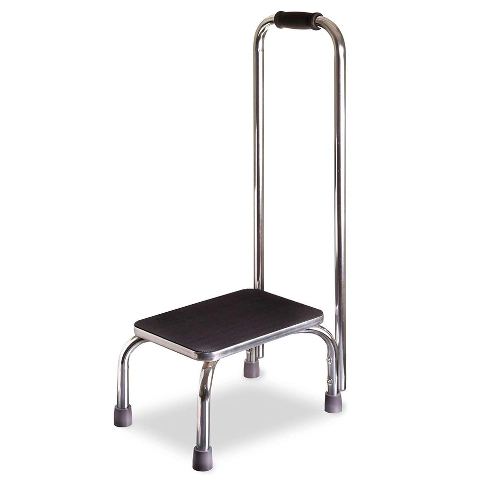 DMI step stool with chrome handle offers safer elevation.