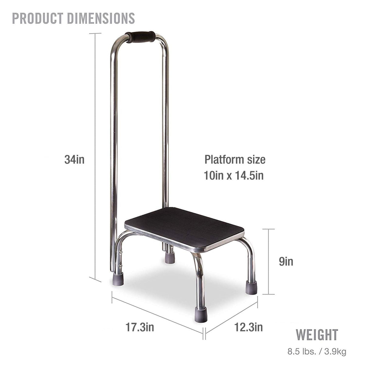 DMI step stool with a 9-inch step height for easy climbs.