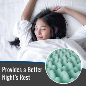 DMI Twin XL topper on bed highlighting alignment support