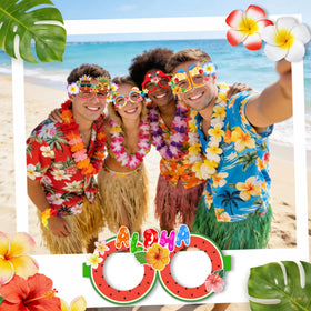 DMIGHT complete Hawaiian party accessories set shown together for cohesive looks.