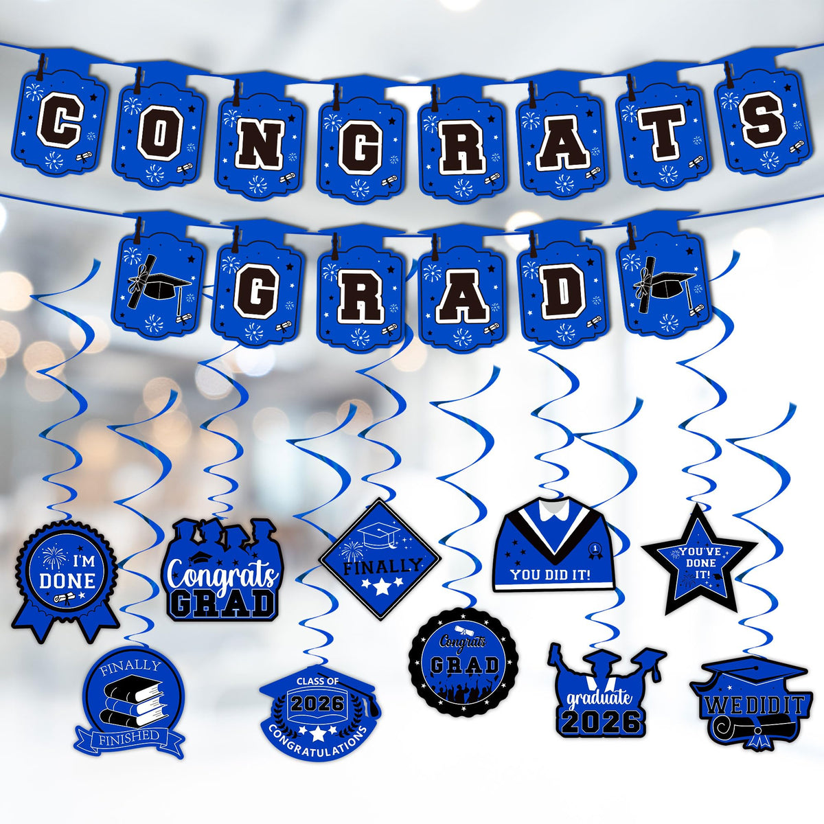 DMIGHT complete blue decor kit suits many graduation themes