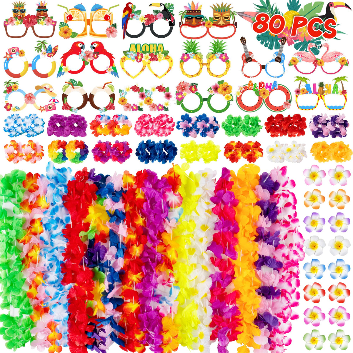 DMIGHT lei for luau 80-pack with soft petals for comfortable wear.