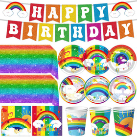 DMIGHT rainbow banner brightens party décor for a festive look.