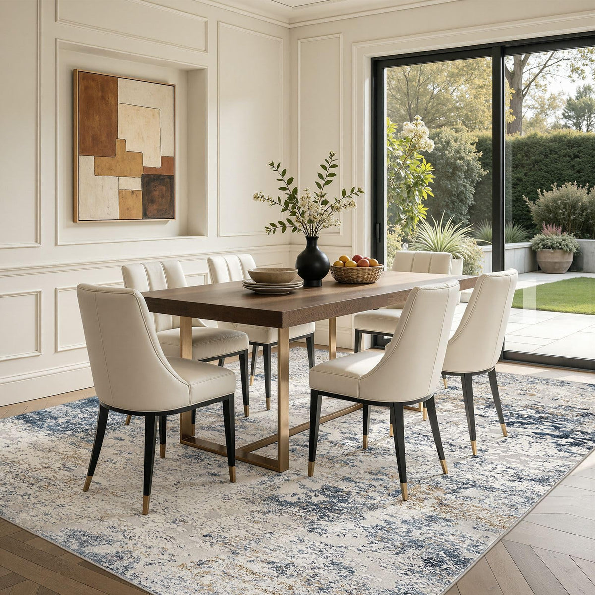 DMOYEST area rug non-slip-back ensures stable placement in high-traffic rooms