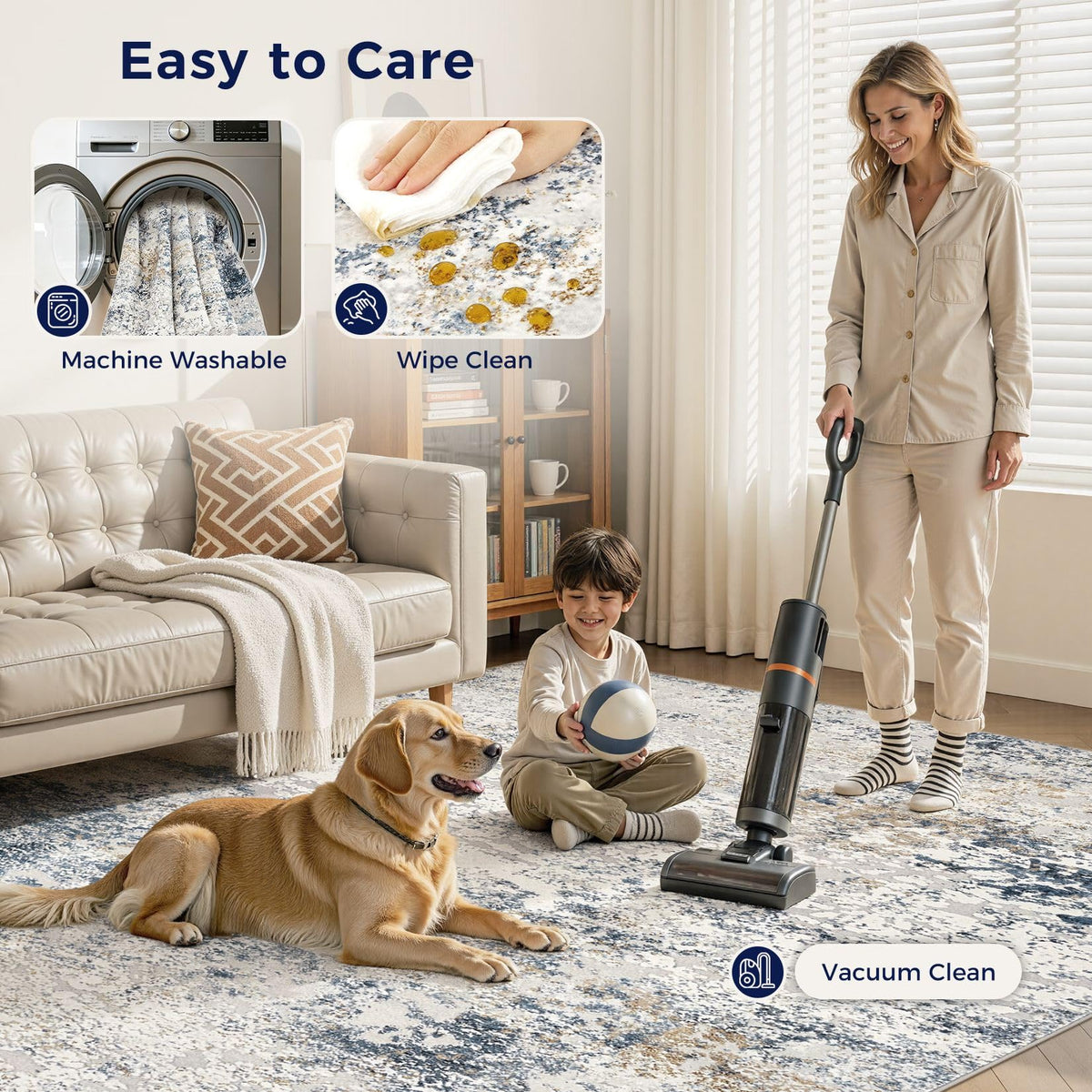 DMOYEST area rug washable-design easy cleaning and quick refresh