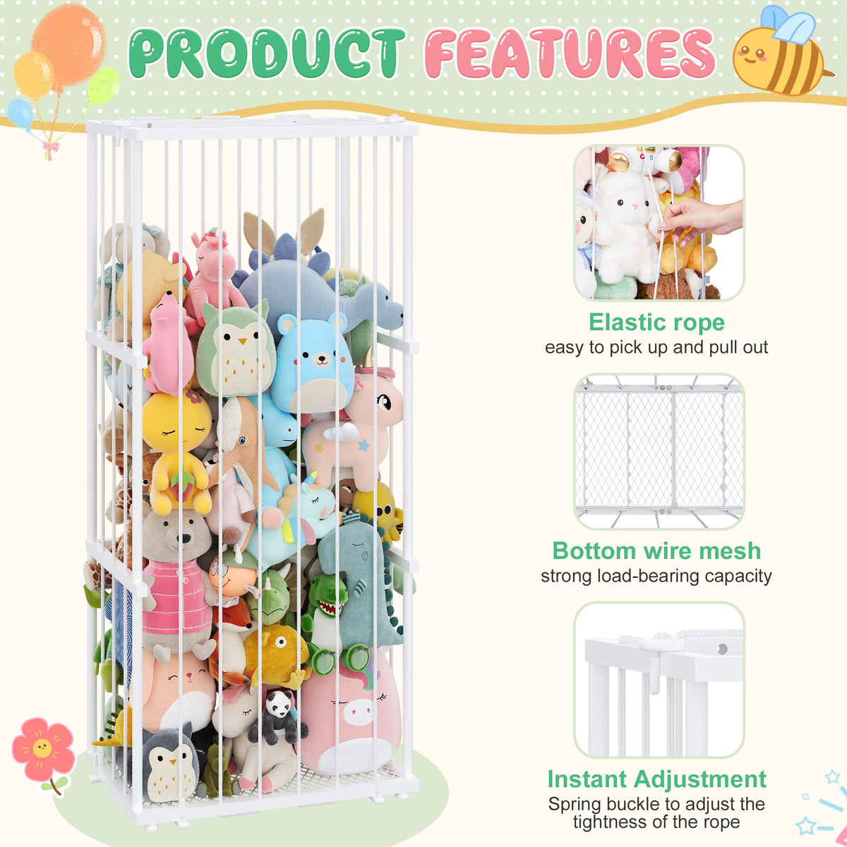 Dmticoasis Iron mesh base provides stable support for heavy plush items.