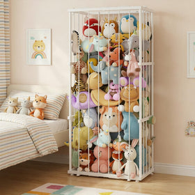 Dmticoasis Large Metal Stuffed Animal Storage Zoo holds 50+ toys, ideal for nurseries.