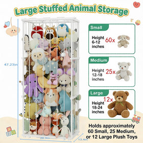 Dmticoasis Three-layer stuffed animal organizer keeps playroom clutter organized and accessible.