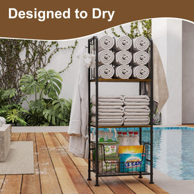 Dmticoasis towel rack supports up to 70 lbs of towels and essentials.
