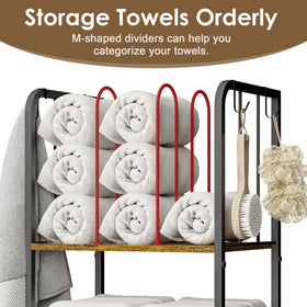 Dmticoasis towel rack wood-accent frame adds rustic style to any bathroom.