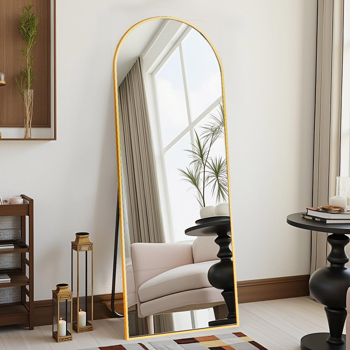DMWOODFL 58x18 arched full-length mirror in gold for outfit checks